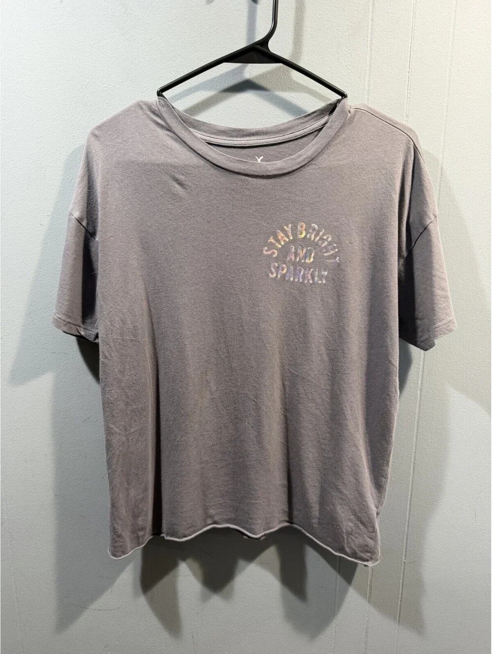 Womens American Eagle Short Sleeves T Shirt Size Medium Gray Stay Bright Graphic